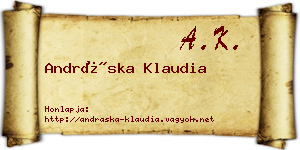 Andráska Klaudia névjegykártya