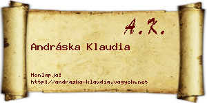 Andráska Klaudia névjegykártya